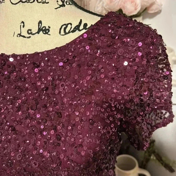 ADRIANNA PAPELL Sequin Purple Pencil Dress - Picture 2 of 5